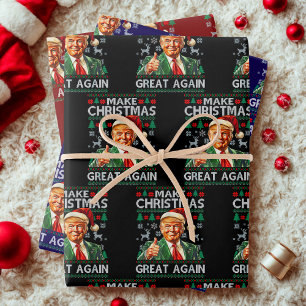 Trump Christmas Gift, Make Christmas Great Again Wrapping Paper Sheet