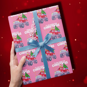 Trump Christmas   I'll Be Home for Christmas Pink Wrapping Paper