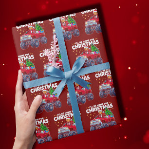 Trump Christmas I'll Be Home for Christmas Red Wrapping Paper