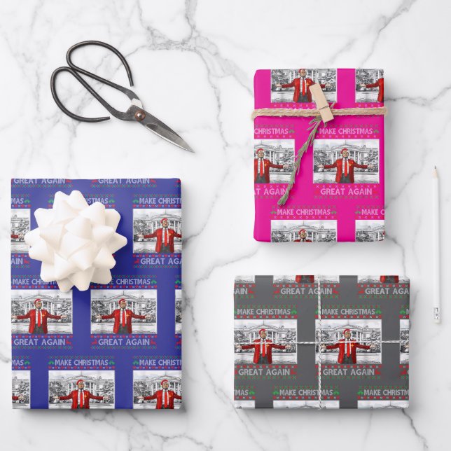 Trump Christmas Wrapping Paper Sheet (Front)