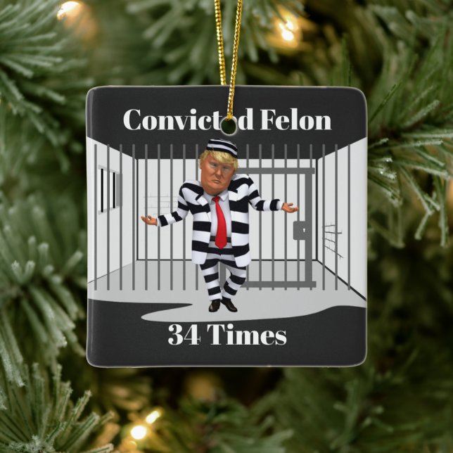 Trump Convicted Felon Ceramic Ornament (Tree)