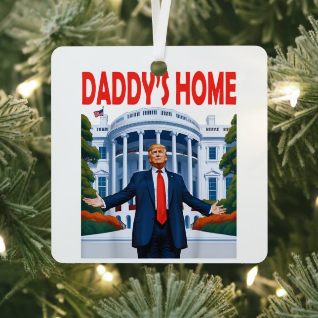 Trump Daddys Home Metal Tree Decoration (Insitu)