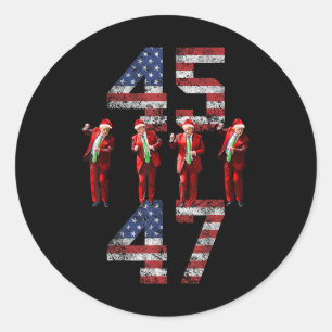 Trump Dance 45 47 American Flag Trump Xmas Pyjamas Classic Round Sticker