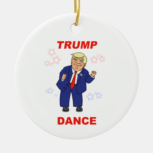 Trump Dance design Ceramic Tree Decoration (Front)
