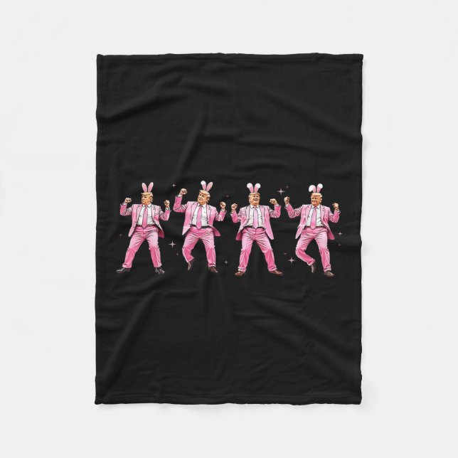 Trump Dance Easter Funny Trump Make Easter Great Fleece Blanket (Front)