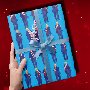 Trump Dance   Funny Trump Dancing Blue Gift Wrapping Paper