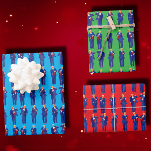 Trump Dance   Funny Trump Dancing Blue Gift Wrapping Paper Sheet