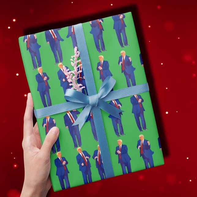 Trump Dance | Funny Trump Dancing Green Gift Wrapping Paper (Creator Uploaded)