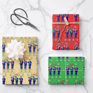 Trump Dance Gift Wrap, Funny Trump Dance Gold Red Wrapping Paper Sheet