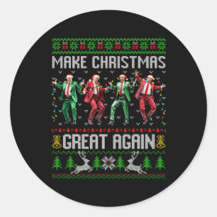 Trump Dance Santa Claus Make Christmas Great Again Classic Round Sticker