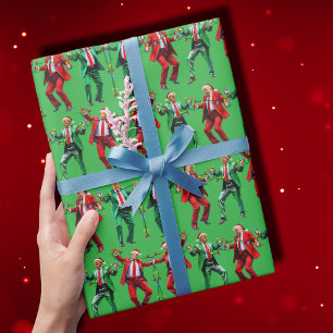 Trump Dancing   Trump Santa Dance Christmas Green Wrapping Paper