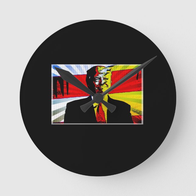 Trump Deranged Round Clock (Front)