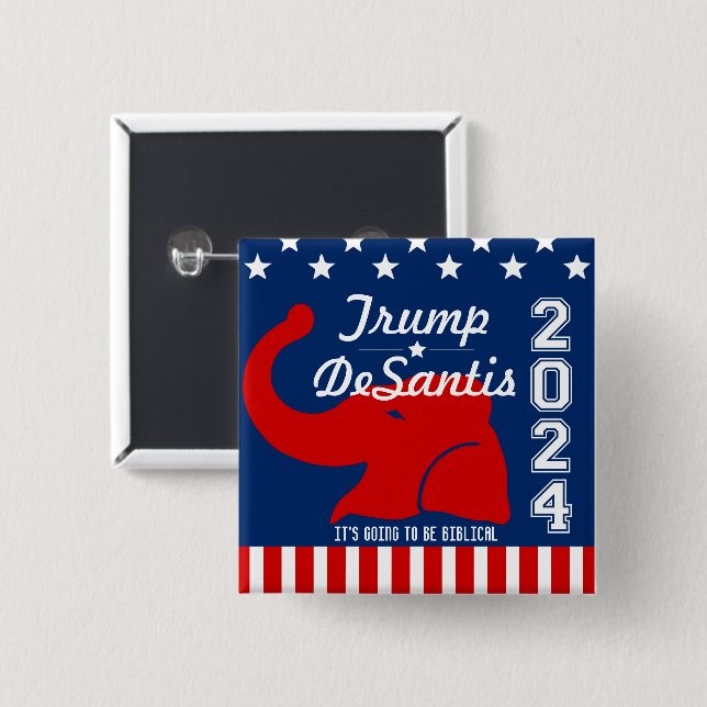 TRUMP DESANTIS 2024 BIBLICAL 15 CM SQUARE BADGE (Front & Back)