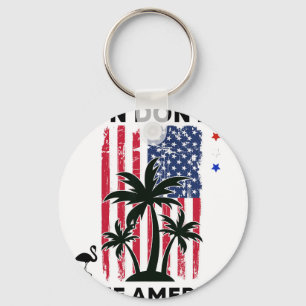 Trump Desantis Ron Don 24' American Flag Flamingo Key Ring