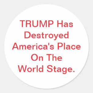 Trump Destroyed America Hankamer Artjunkhaus BOO!! Classic Round Sticker