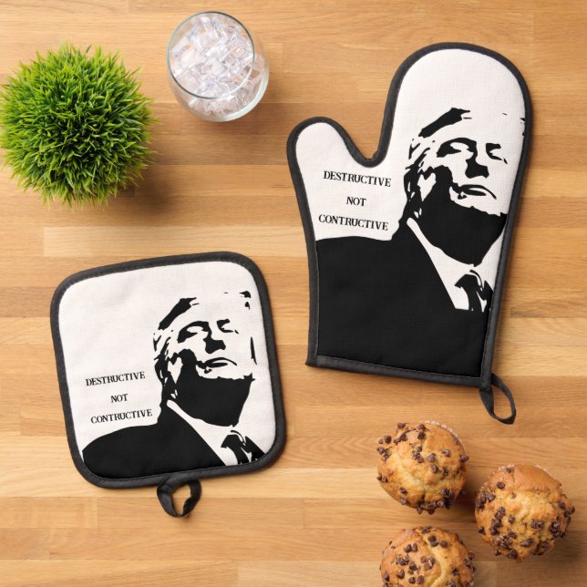 Trump/Destructive Oven Mitt & Pot Holder Set (Top Down)