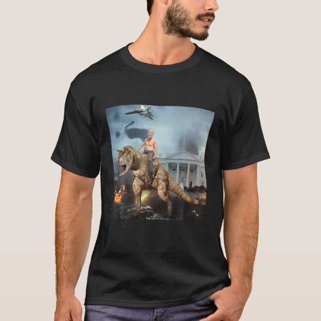 Trump Dino RIder Funny T Shirt (Front)