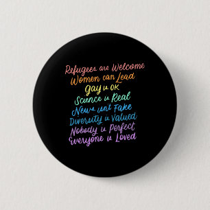 Trump Diversity Science Refugees Love Womens Right 6 Cm Round Badge