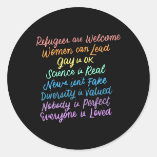 Trump Diversity Science Refugees Love Womens Right Classic Round Sticker
