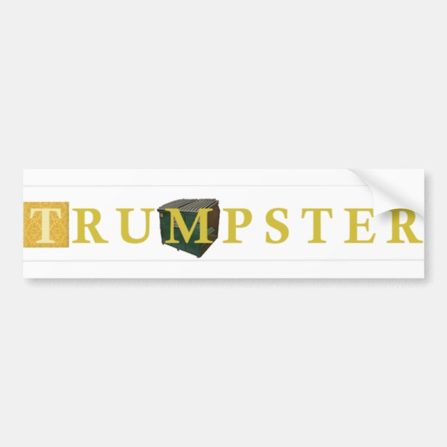 Trump Dumpster Sticker 2 -- Gold, Clear (Front)