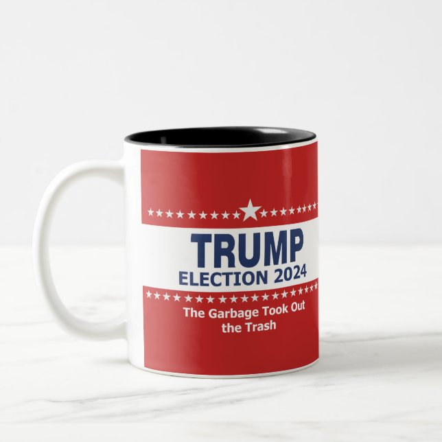 Trump Election 2024 The Garbage Took Out the Trash Two-Tone Coffee Mug (Left)