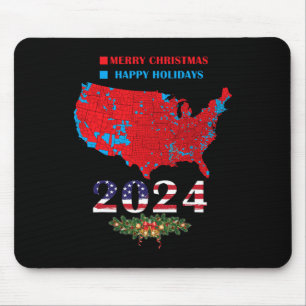 Trump Election Map 2024 Funny Merry Christmas Happ Mouse Pad