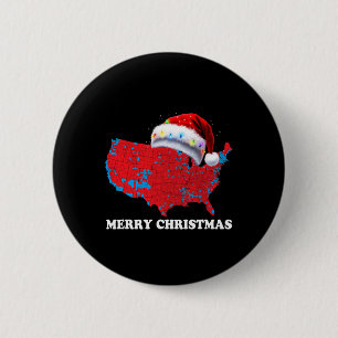 Trump Election Map Merry Christmas Holiday Santa H 6 Cm Round Badge