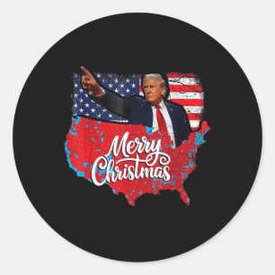 Trump Election Map Merry Christmas Holiday Santa H Classic Round Sticker