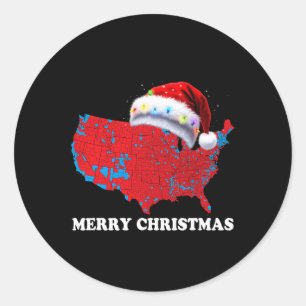 Trump Election Map Merry Christmas Holiday Santa H Classic Round Sticker