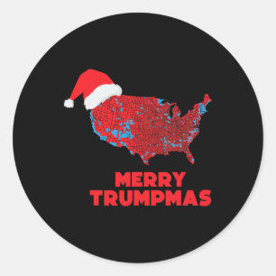Trump Election Map Merry Christmas Holiday Santa H Classic Round Sticker