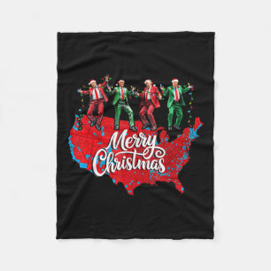 Trump Election Map Merry Christmas Holiday Santa H Fleece Blanket