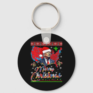 Trump Election Map Merry Christmas Holiday Santa H Key Ring