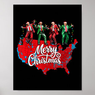 Trump Election Map Merry Christmas Holiday Santa H Poster