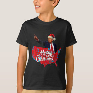 Trump Election Map Merry Christmas Holiday Santa H T-Shirt