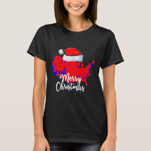 Trump Election Map Merry Christmas Holiday Santa H T-Shirt