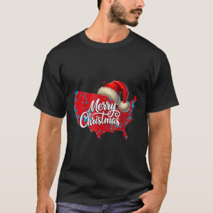 Trump Election Map Merry Christmas Holiday Santa H T-Shirt