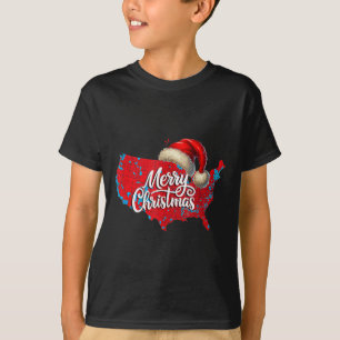 Trump Election Map Merry Christmas Holiday Santa H T-Shirt