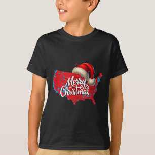 Trump Election Map Merry Christmas Holiday Santa H T-Shirt