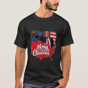 Trump Election Map Merry Christmas Holiday Santa H T-Shirt