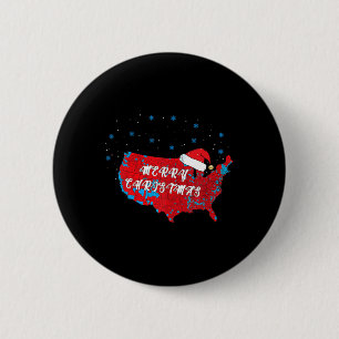 Trump Election Map Merry Christmas Santa Hat Funny 6 Cm Round Badge