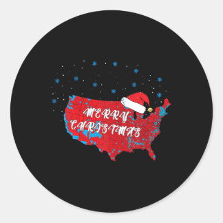 Trump Election Map Merry Christmas Santa Hat Funny Classic Round Sticker