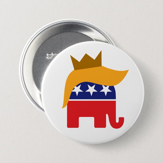 Trump Elephant Hair Logo with Crown 7.5 Cm Round Badge (Front & Back)