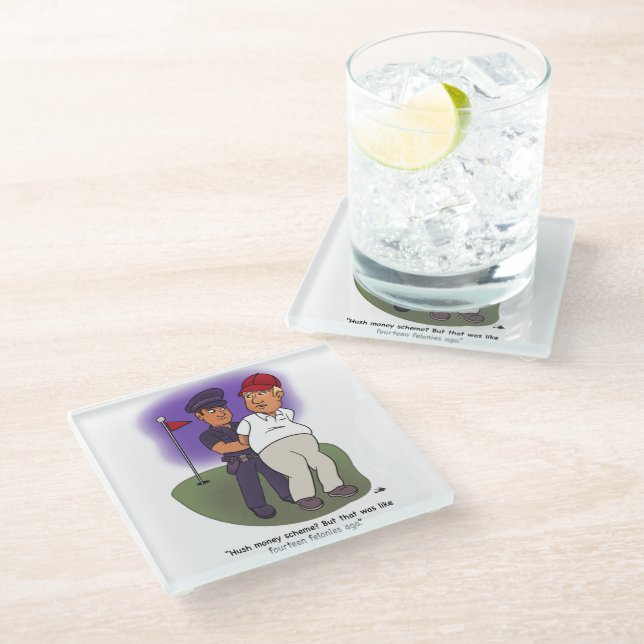 Trump Felonies Glass Coaster (Angled)