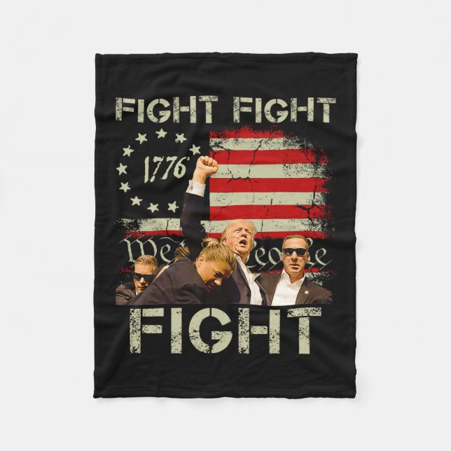Trump Fight Fight Fight Trump Signals To Americans Fleece Blanket (Front)