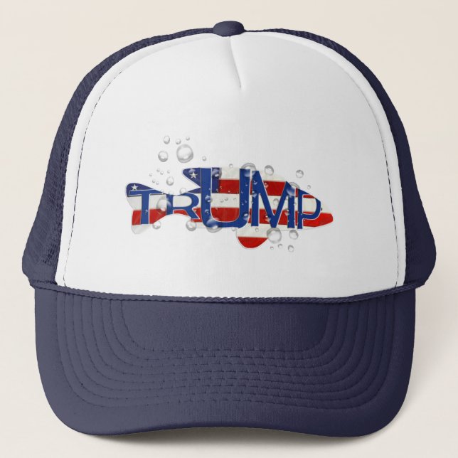 Trump Flag Fish in Bubbles  Trucker Hat (Front)