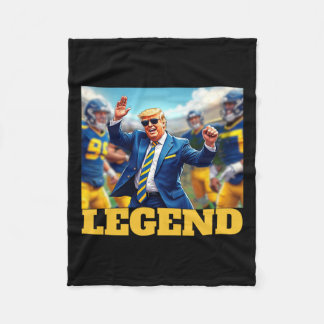Trump Footbyll Dancing Collegiate Blue And Yellow  Fleece Blanket