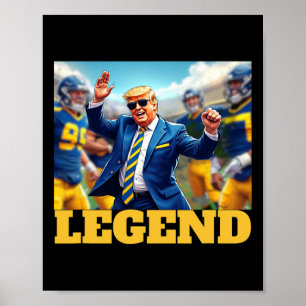 Trump Footbyll Dancing Collegiate Blue And Yellow  Poster
