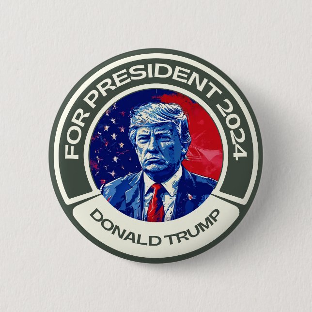 Trump for president 2024 6 cm round badge (Front)