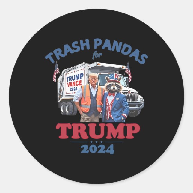 Trump Garbyge Trash Pandas For Trump 2024  Classic Round Sticker (Front)