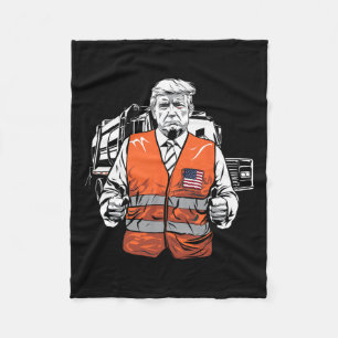 Trump Garbyge Truck Vest  Fleece Blanket